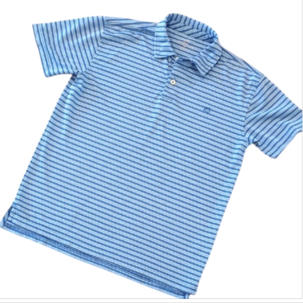 Southern Tide Boys Polo Shirt Blue Striped Size XL (16)